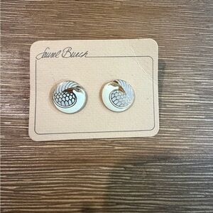 Vintage Laurel Burch Gold and White Earrings NEW